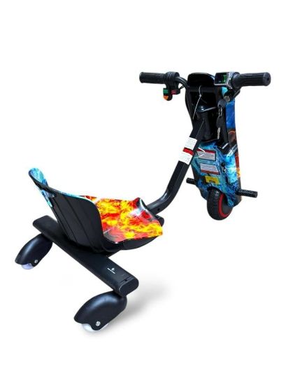 صورة سكوتر درفت صغير بطبعات أزرق ناري مختلفة 36 فولت بثلاث عجلات